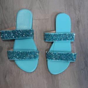 Glittery Blue Women's Sandals